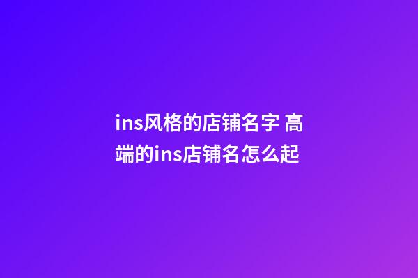 ins风格的店铺名字 高端的ins店铺名怎么起-第1张-店铺起名-玄机派